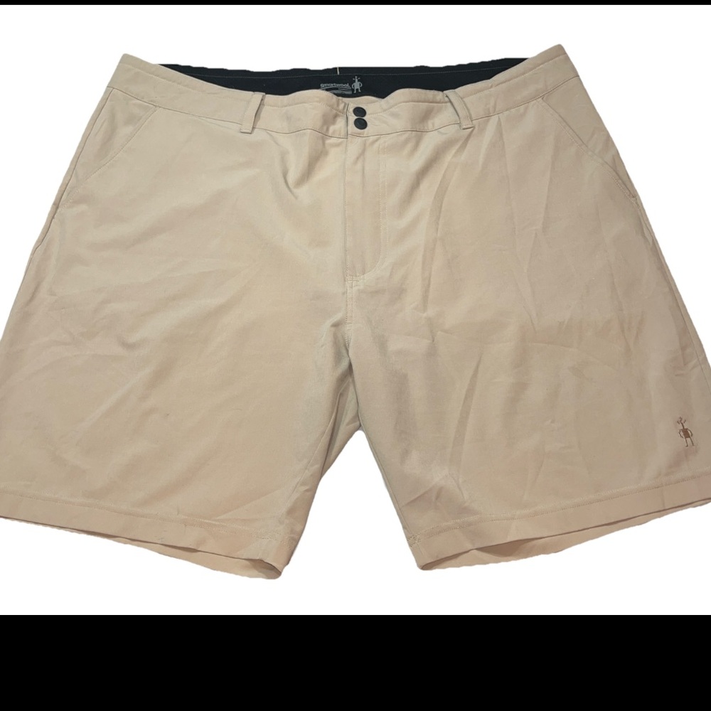 SmartWool Athletic Chino Shorts Khaki Tan Lightweight Quick Dry WOOL mens 2x NEW